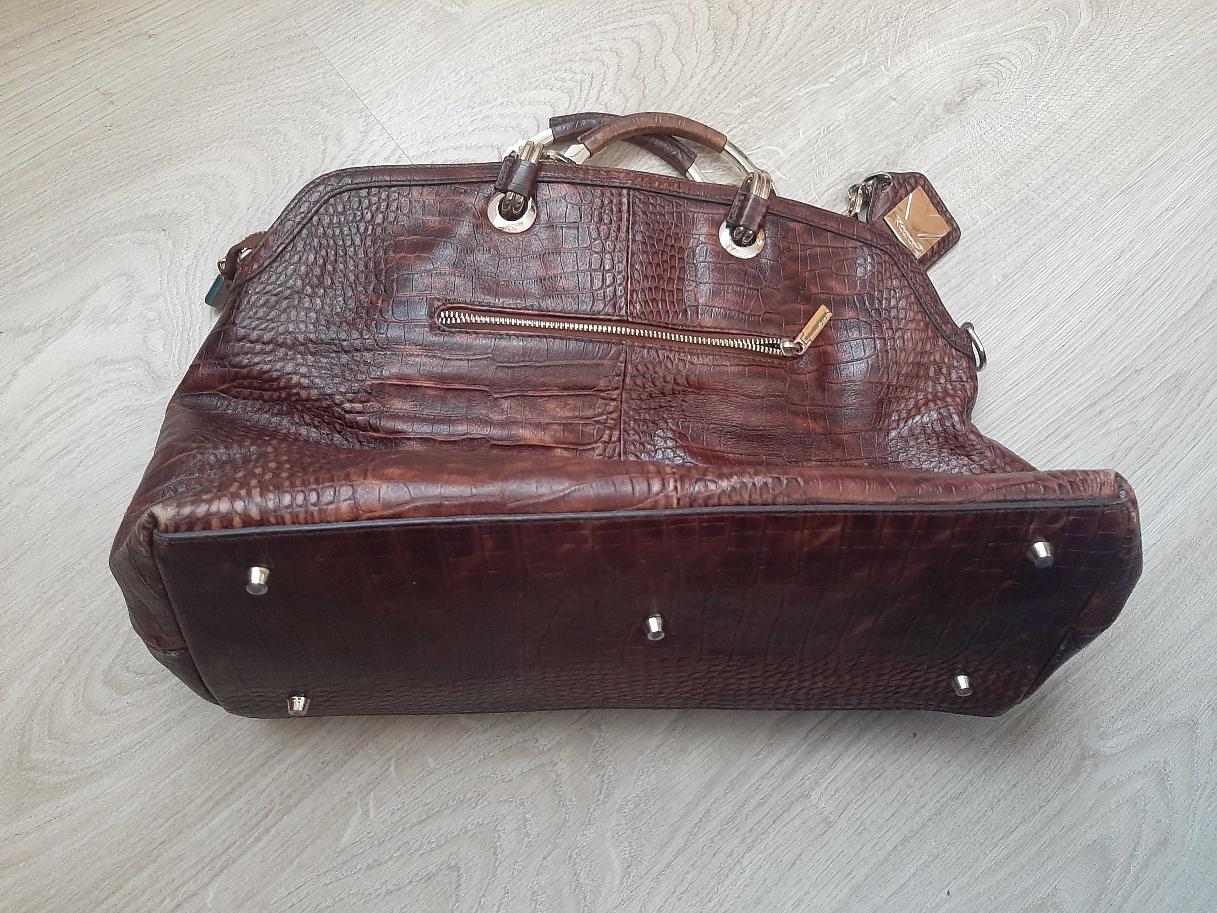 Sprzedam Torebkę Kazar Brązowa Skóra Elegancka Funkcjonalna  wym45/33