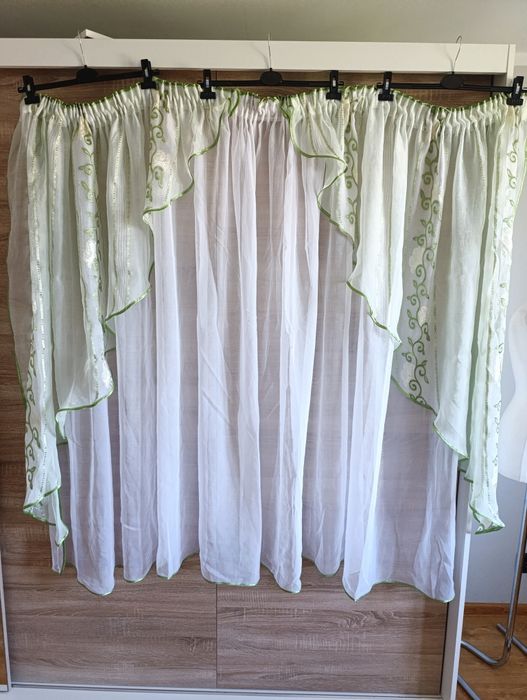 Firanka biało zielona szyfonowa