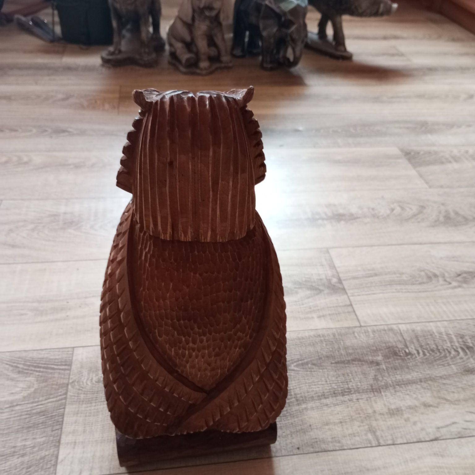 Nowa śliczna drewniana Rzeźba Puchacz - Sowa