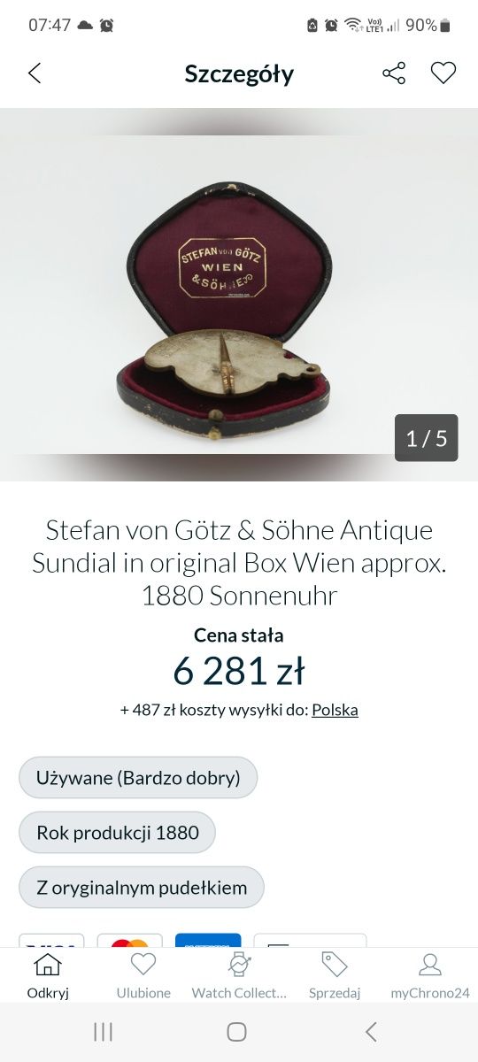Zegar słoneczny , zegarek, Stefan von Götz & Söhne, Wien