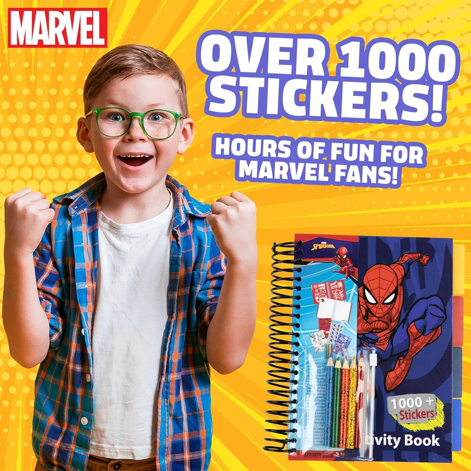 Marvel Ksiązka Spiderman kolorowanka z szablonami i 1000 szt. naklejek