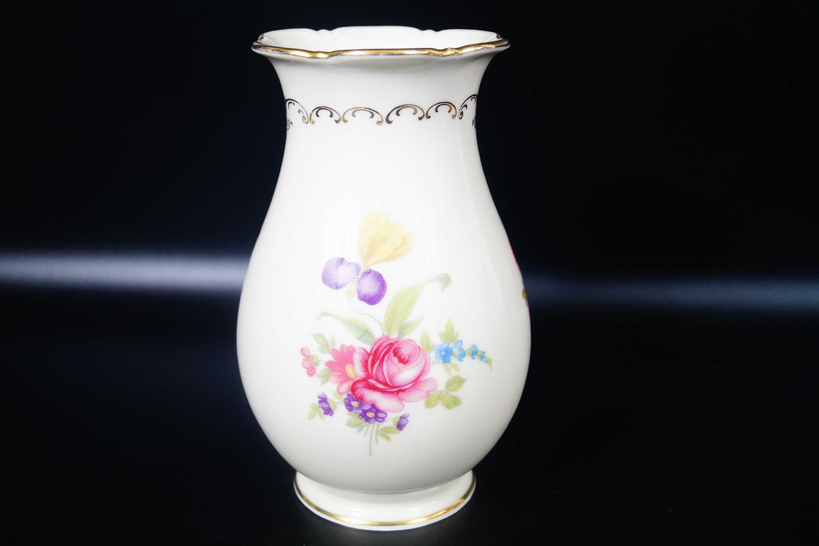 BAWARIA wazon porcelanowy ecru złoto kwiaty