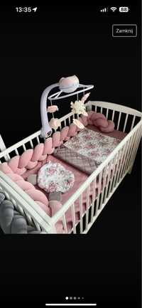 Białe łóżeczko dla dziecka materac barierka do łóżka łóżeczka zestaw
