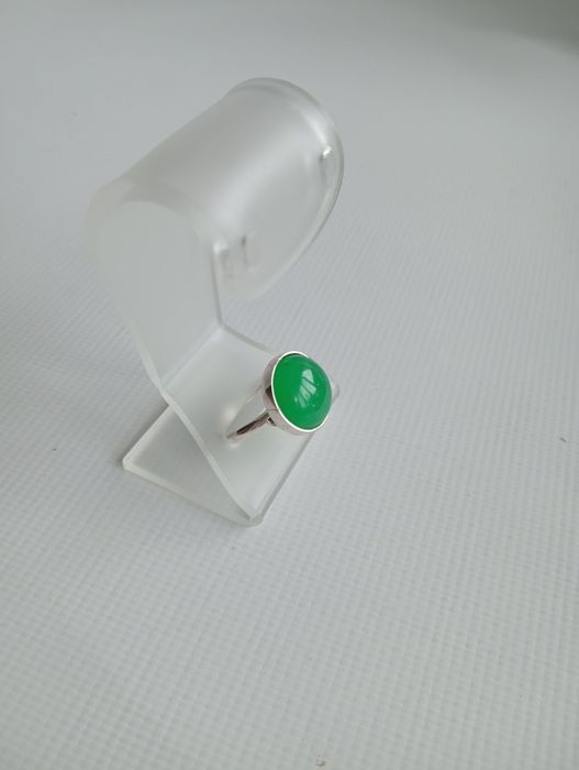 Каблучка срібна з хризопразом