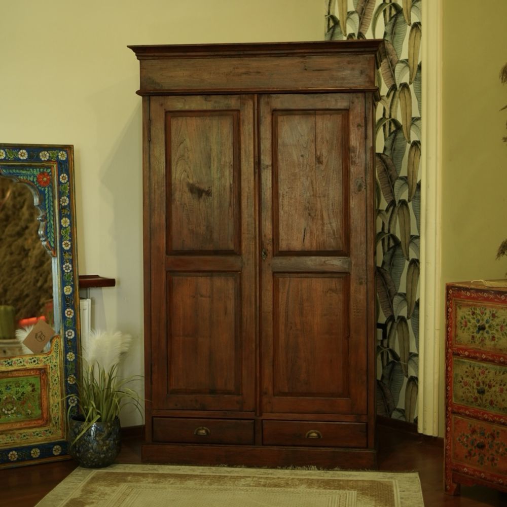 Szafa wysoka drewniana kolonialna z półkami palisander egzotyczna