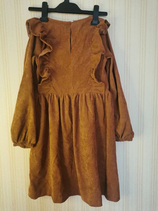 Вельветовые платья, шоколад, , тёплые, длинный рукав