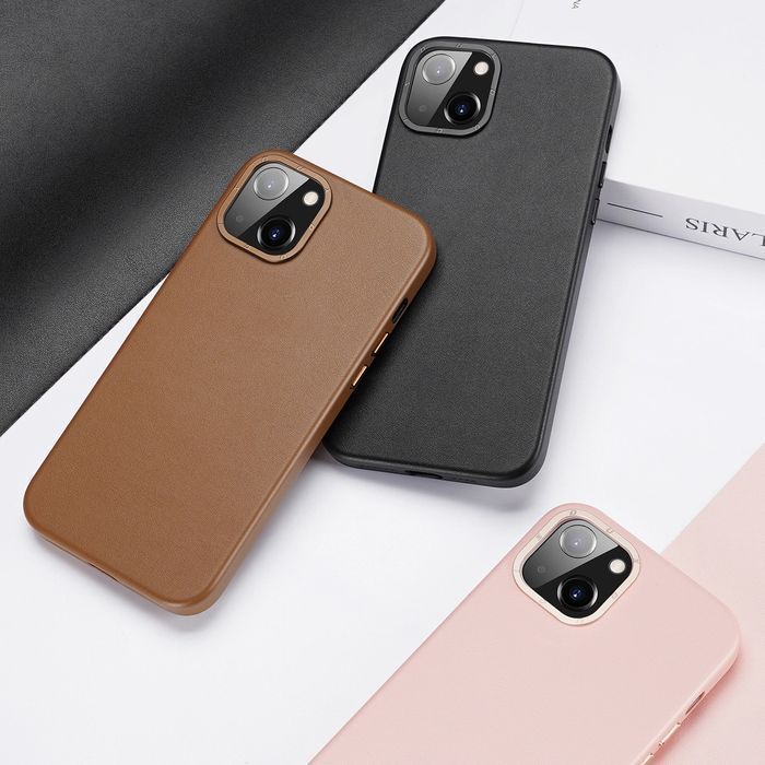 Dux Ducis Grit skórzane etui do iPhone 14 Plus z MagSafe brązowy