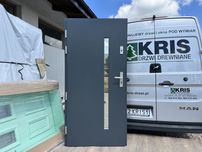 Drzwi wejściowe zewnętrzne drewniane Montaż całaPOLSKA Antracy u-0,80