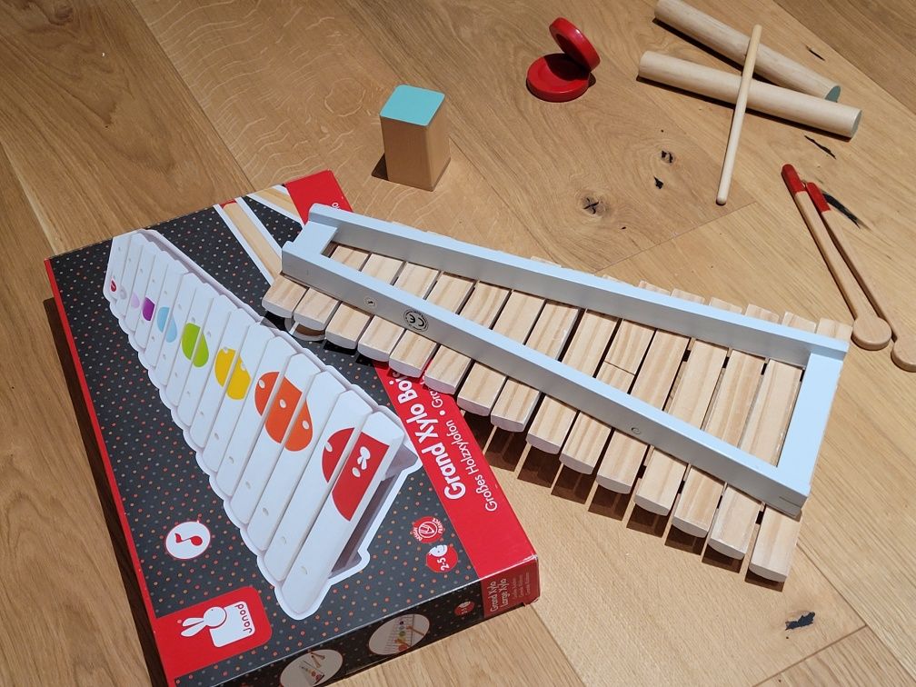 Janod cymbałki drewniane Confetti + zestaw instrumentów drewnianych