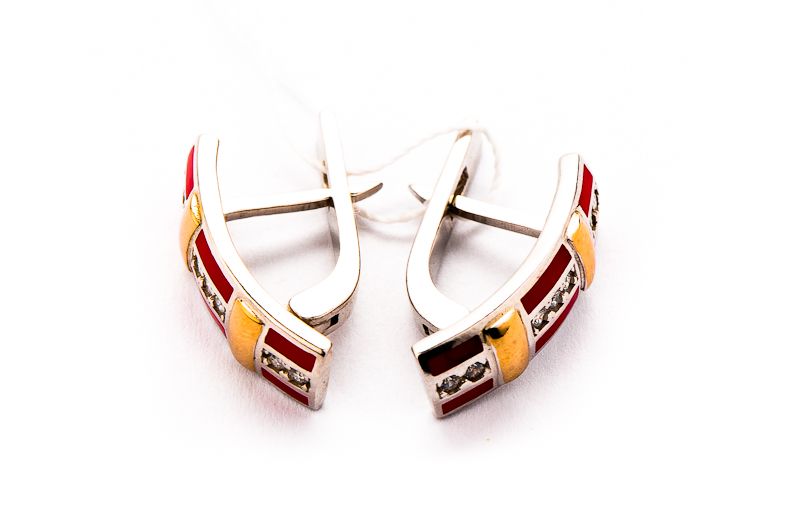 Amarantowe Srebrno Złote Kolczyki - 5,48g - EMALIA - KRAKÓW