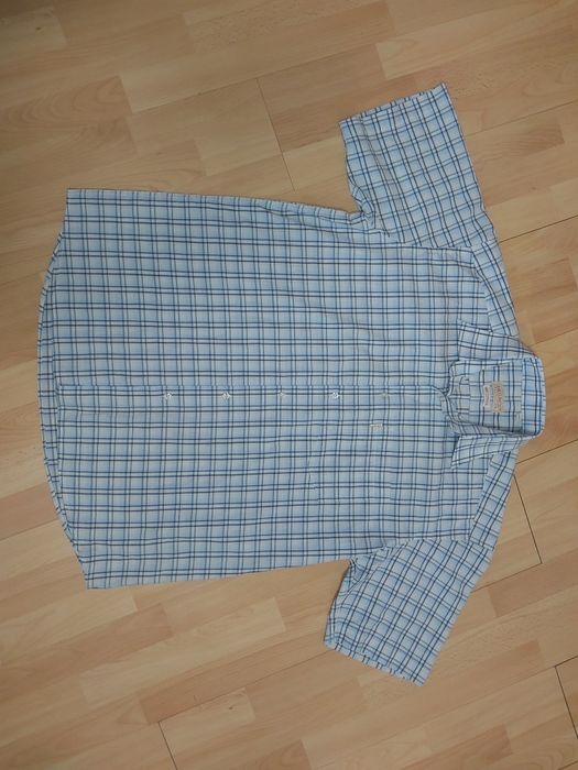 Duża koszula męska w kratę 2xl 43/44 błękitna bawełna