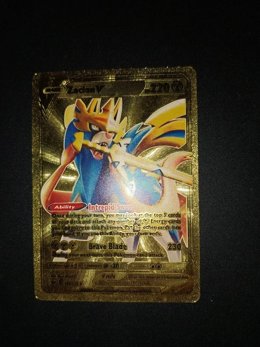 Pokemon Gold Foil Card Fan Art Zacian V