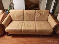 Skórzana sofa z funkcja spania + 2 fotele