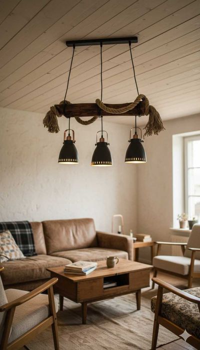 UNIKAT! Lampa Wisząca LOFT / RUSTYKALNA z 80 Letniej Belki !