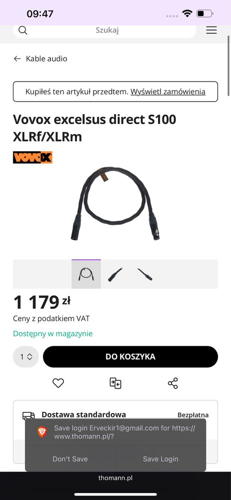 Vovox excelsus direct S100 XLRf/XLRm