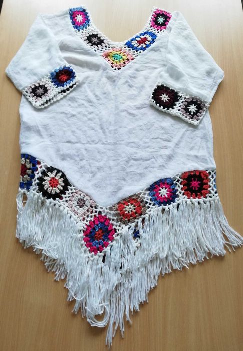 Biała narzutka plażowa, sukienka boho pareo uniwersalny