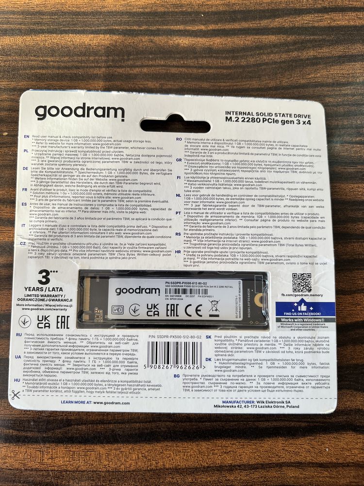 Nowy dysk goodram 512 GB