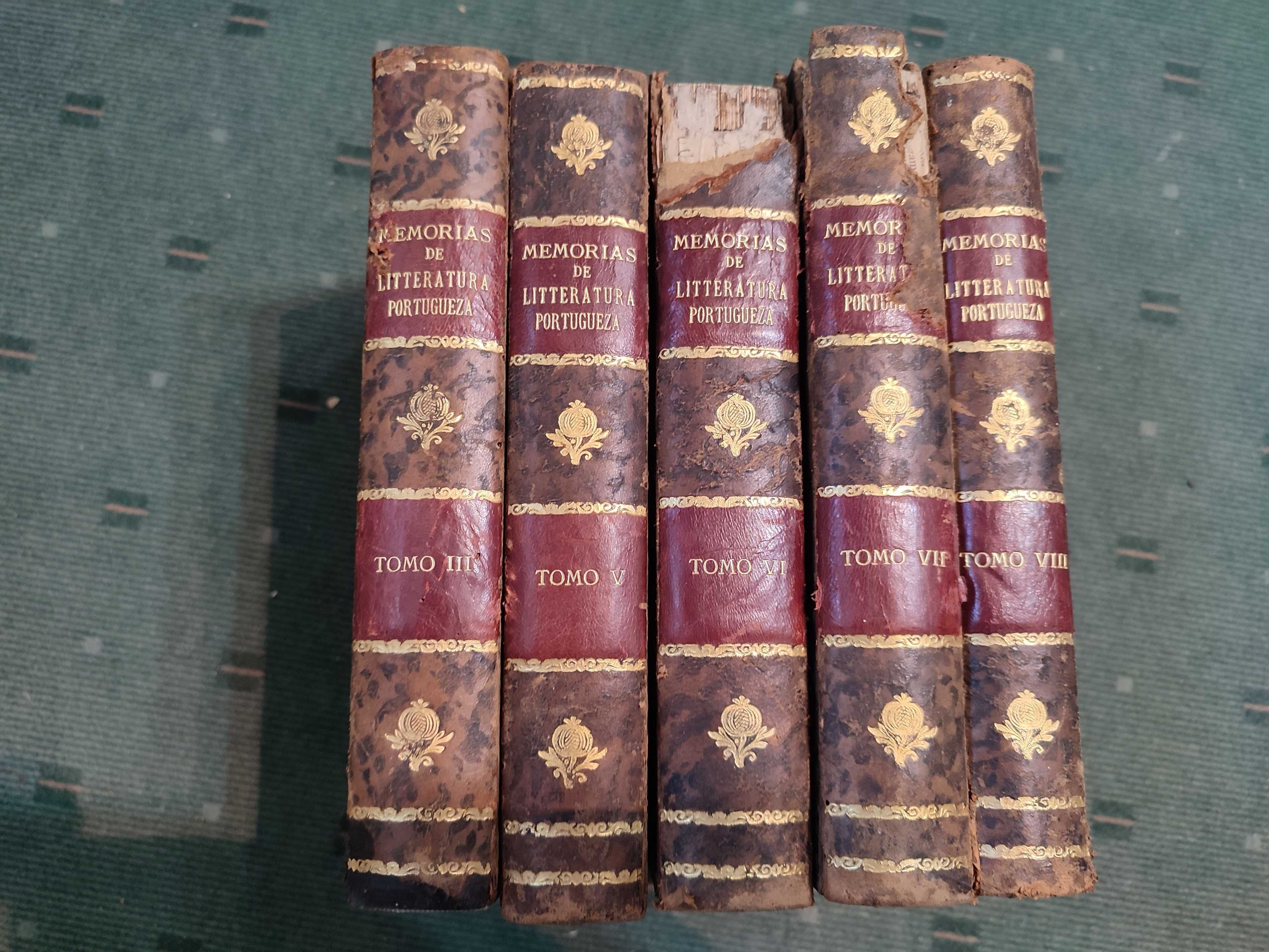 5 volumes Memórias de Litteratura Portugueza Edição Séc XVIII, Séc XIX