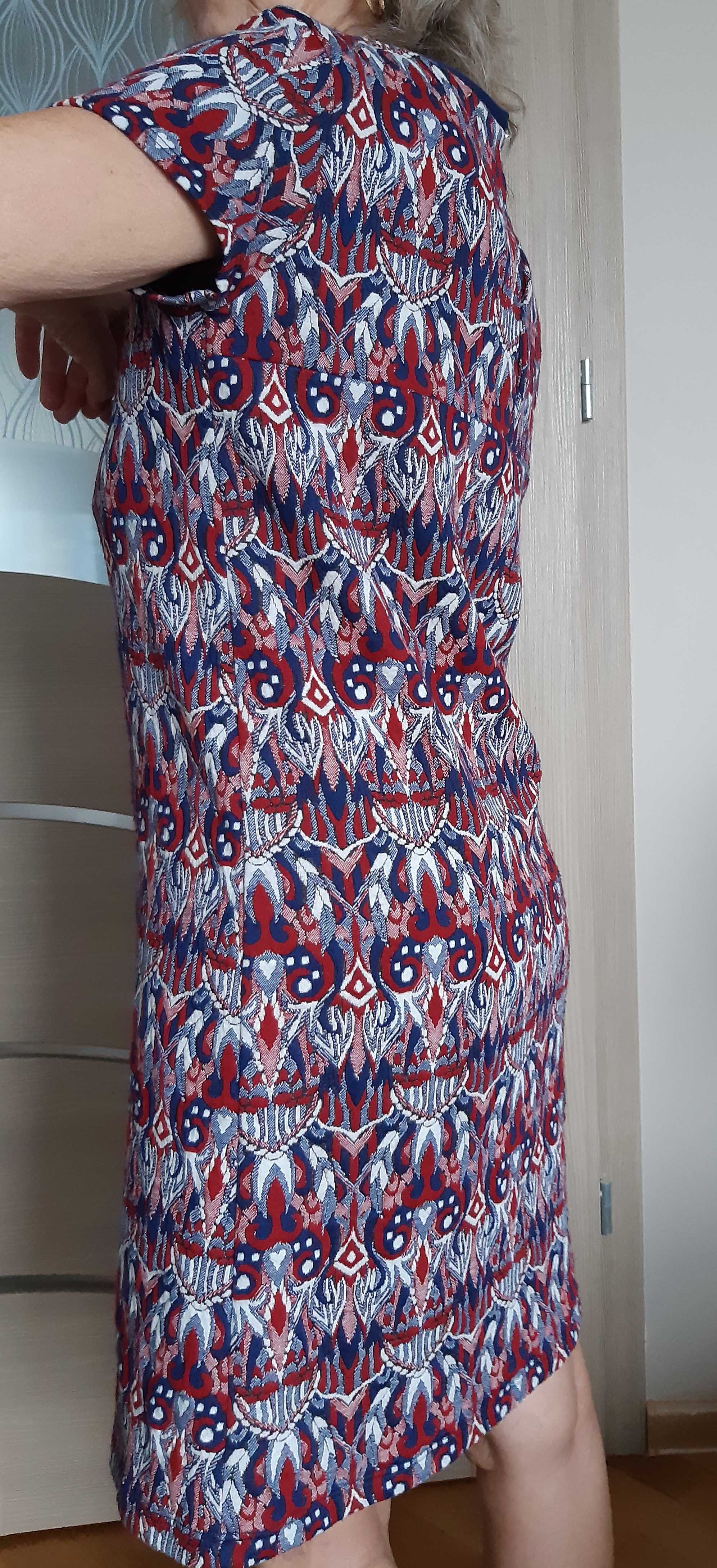 Sukienka tunika z dzianiny "Promod" rozm. 36/S w stylu boho b.d stan