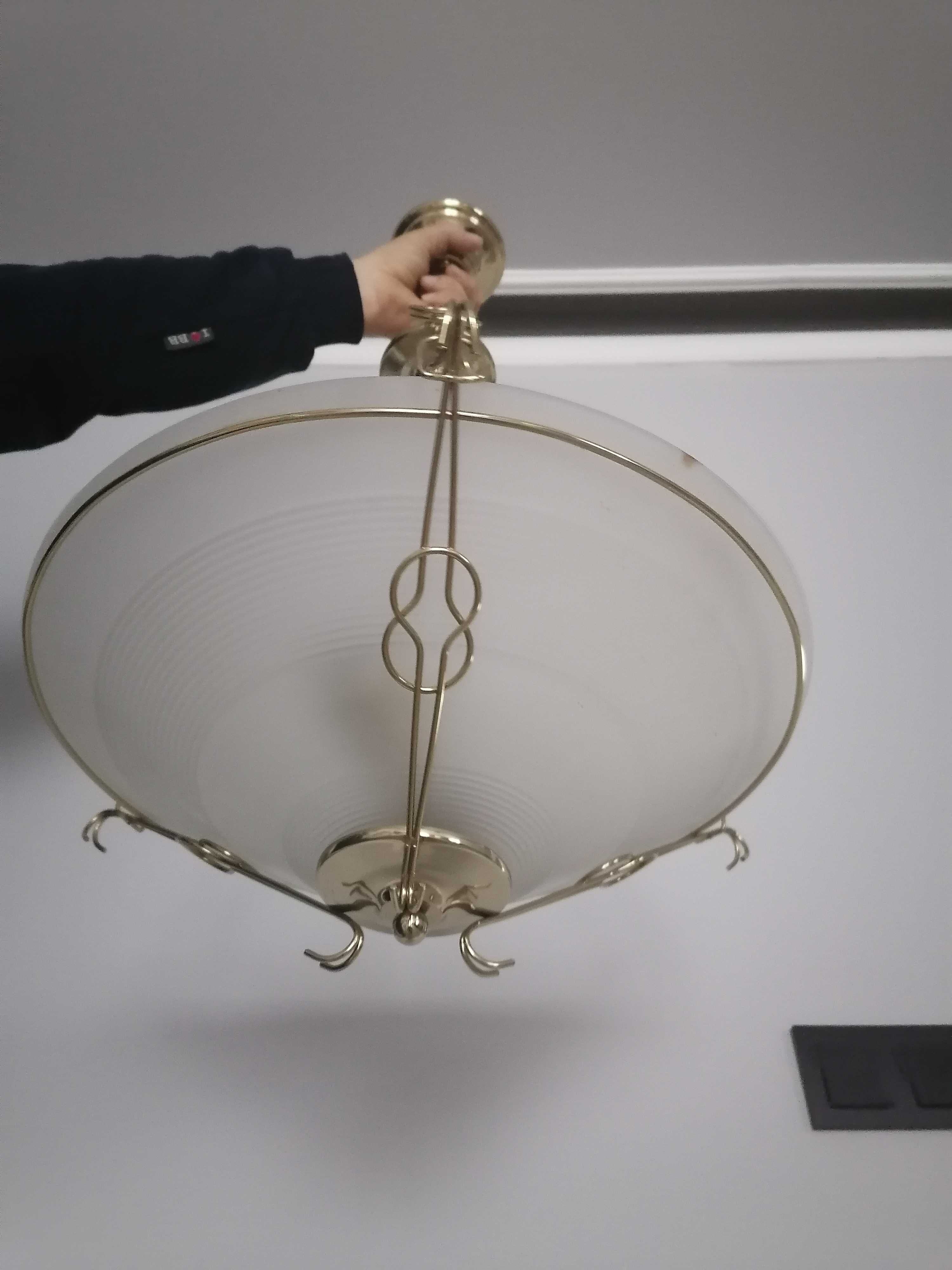 wisząca lampa kloszowa ozdobna 45cm złoty kolor
