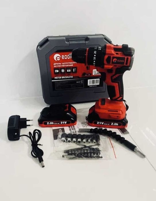 Шуруповерт EDON ED-21PBL OL — акумуляторний безщітковий дриль
