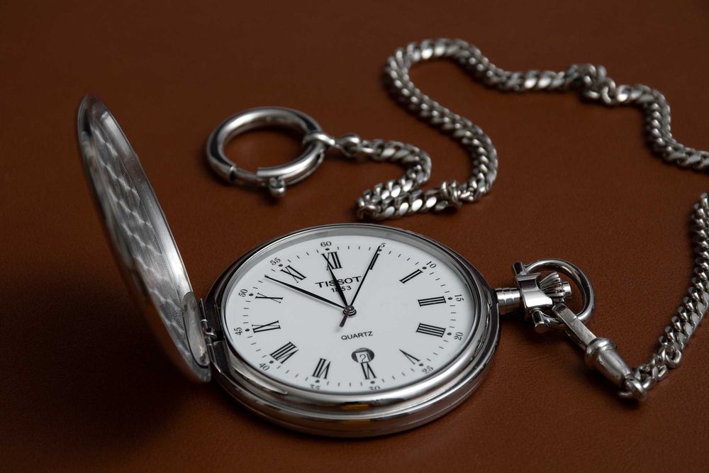 Zegarek kieszonkowy – TISSOT Savonnette Quartz z dewizką Swiss Made