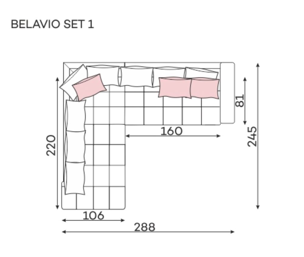 Narożnik Befame Belavio Set 1 wym. 288x245cm