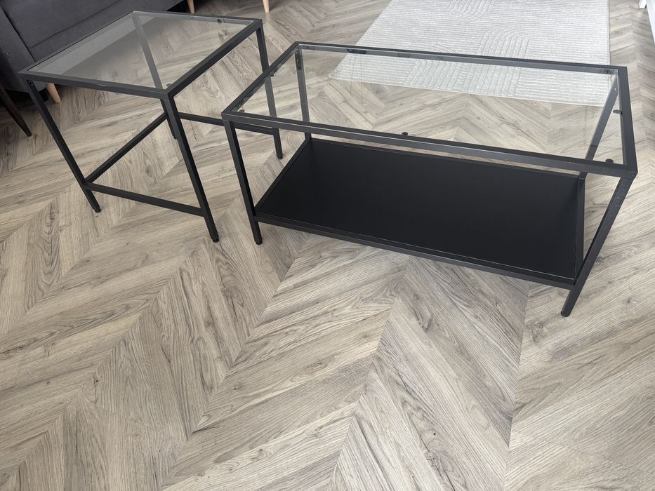 Zestaw stolik kawowy Ikea Vittsjo czarny komplet 2 szt