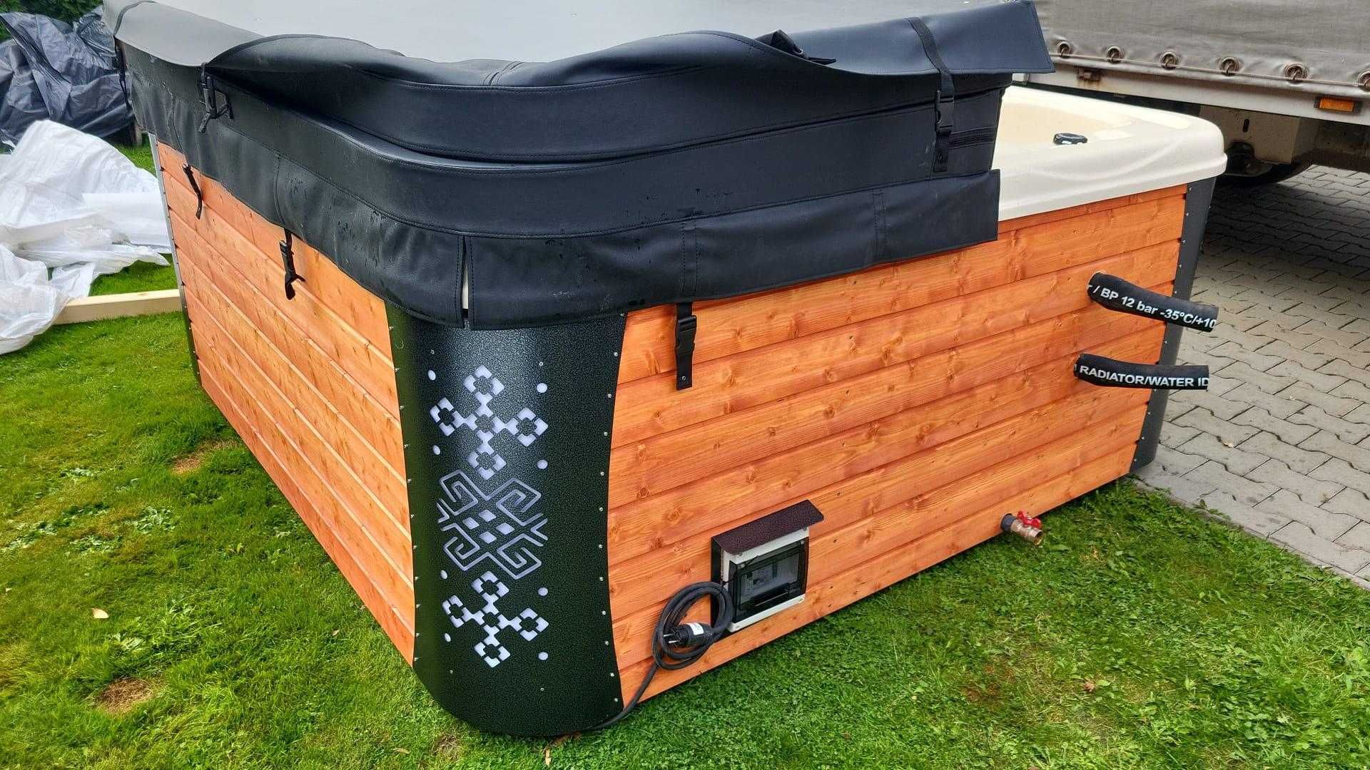 Kwadratowe Balie ogrodowe z piecem na drewno, jacuzzi ogrodowe, TANIO