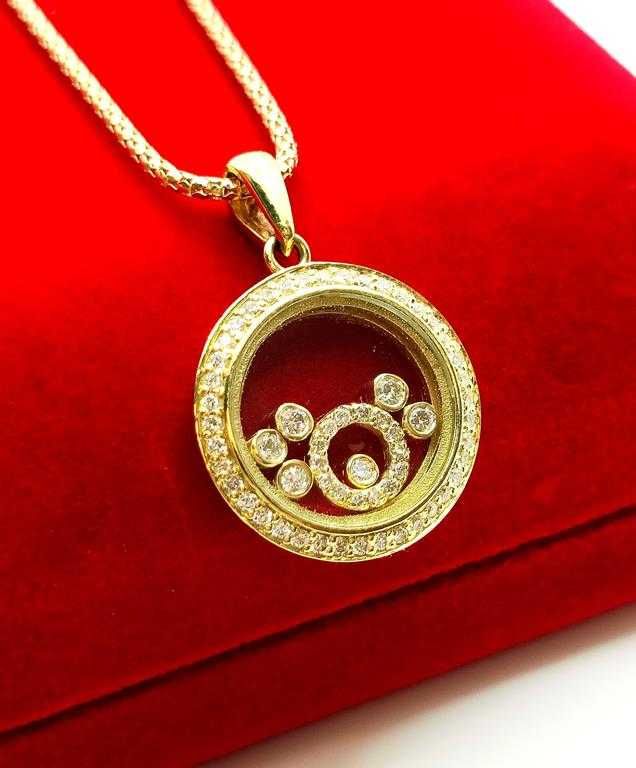 Złoty naszyjnik Tańczące diamenty 0,35ct Pr.750 W:7,70gr  Dł:50cm