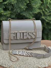 Бежева сумка Guess, сумка Гесс молочна, бежевая сумка Гес женская