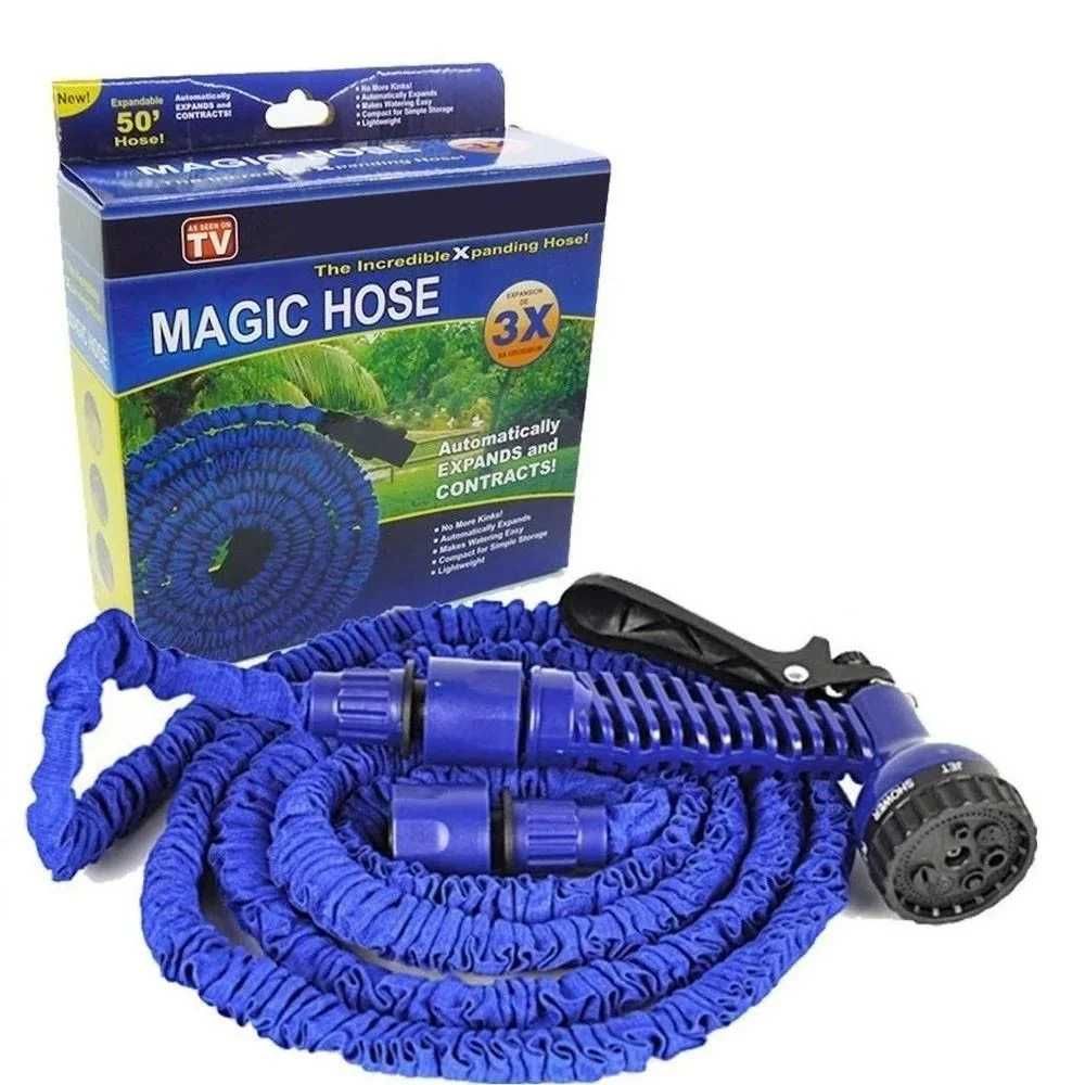 Поливочный шланг с распылителем 45 метров magic hose, растягивающийся