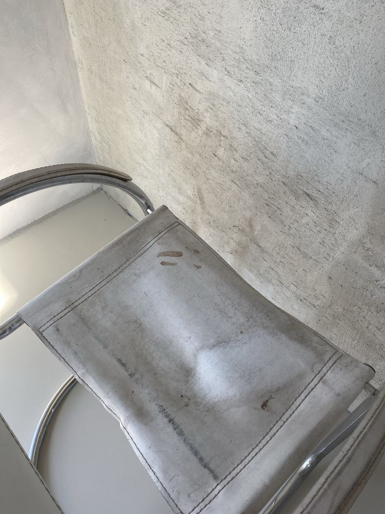 Włoskie krzesło bauhaus Mart Stam chrom skóra made in italy vintage