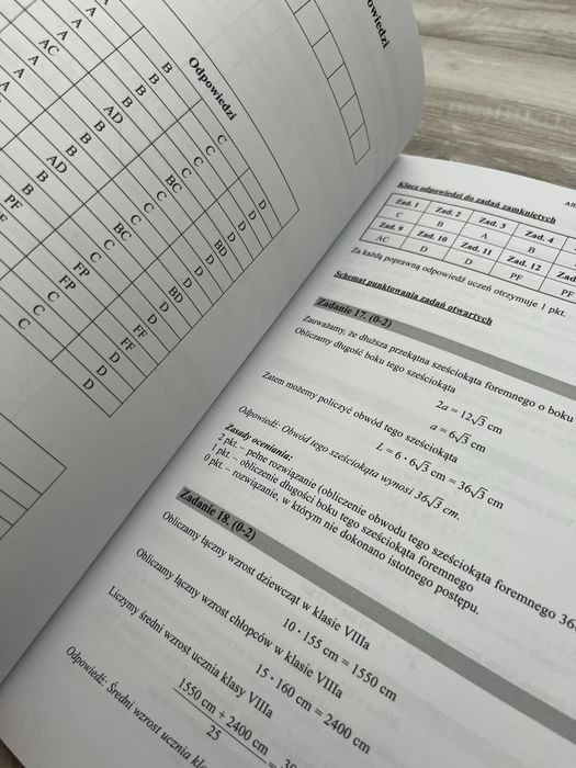 repetytorium osmoklasisty arkusze odpowiedzi jezyk polski i matematyka
