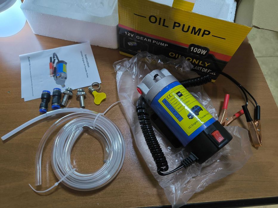Насос 12V 100W для відкачки мастила оливи через щуп з крокодилами