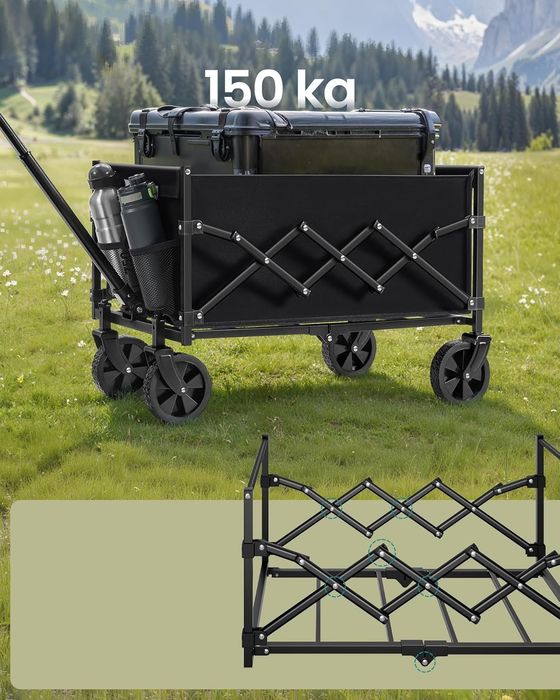 Wózek ogrodowy składany przenośny na zakupy pojemnik na kółkach