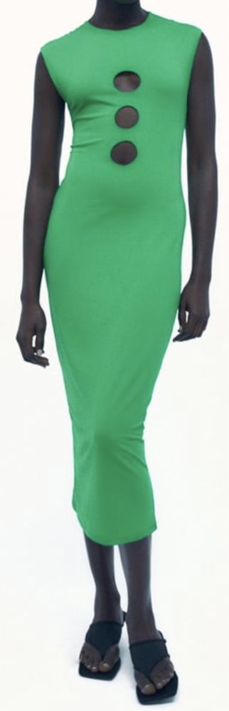 Nowa zielona sukienka z wycięciami cut out Zara L