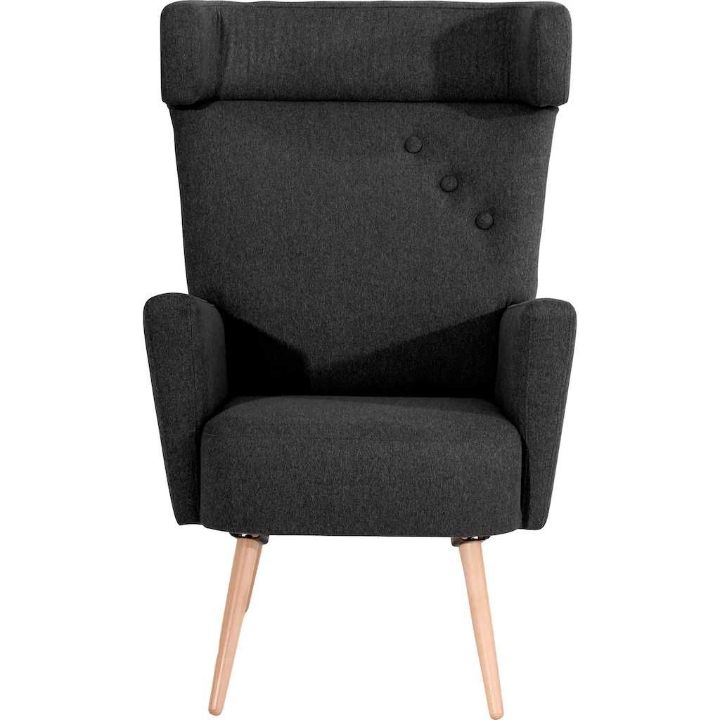 Fotel, krzesło skrzydłowe »Holma«, stopy z naturalnego buku