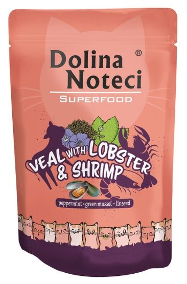 Karma dla kota Dolina Noteci Superfood Cielęcina, Homar i Krewetki 85g