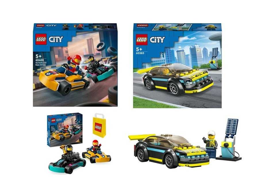 LEGO - zestaw auto + gokarty + torba