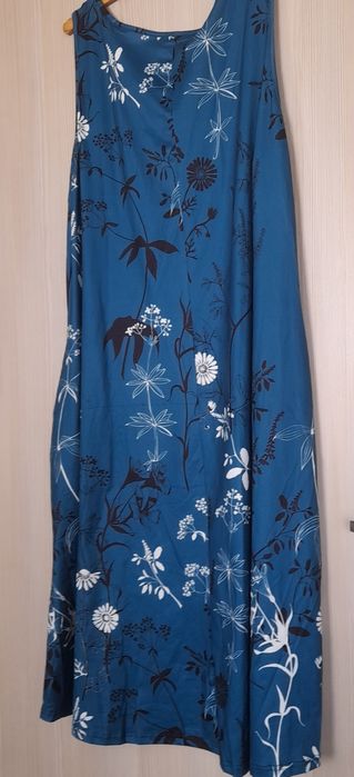 Suknia Damska Niebieska w Kwiaty R. 3XL. Midi NOWA