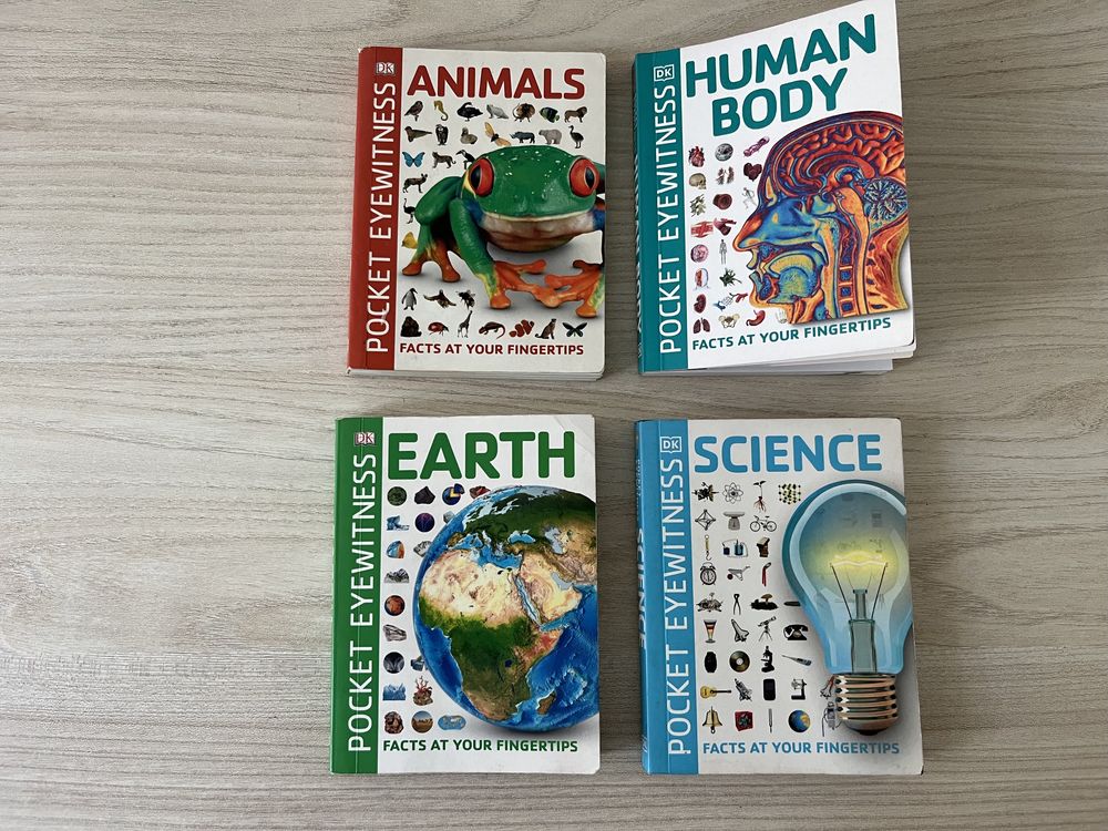 4 x Pocket Eyewitness Animals Earth Science Human Body po angielsku