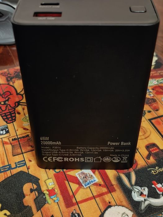 Powerbank 65W для ноутбука, телефона, роутера 20000 mAh PD QC Fast
