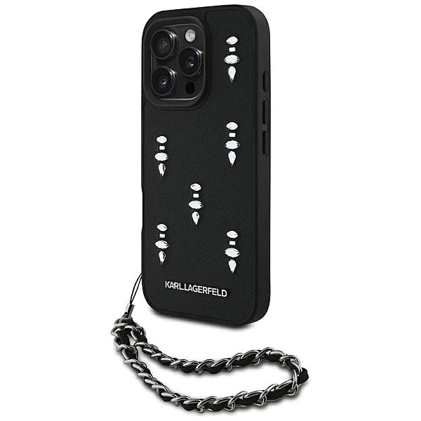 Etui Karl Lagerfeld Saffiano Crystals w/Chain na iPhone 16 Pro Max - c