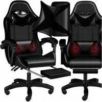 CZARNY fotel gamingowy kubełkowy + MASAŻ Gaming & Office Chair Massage