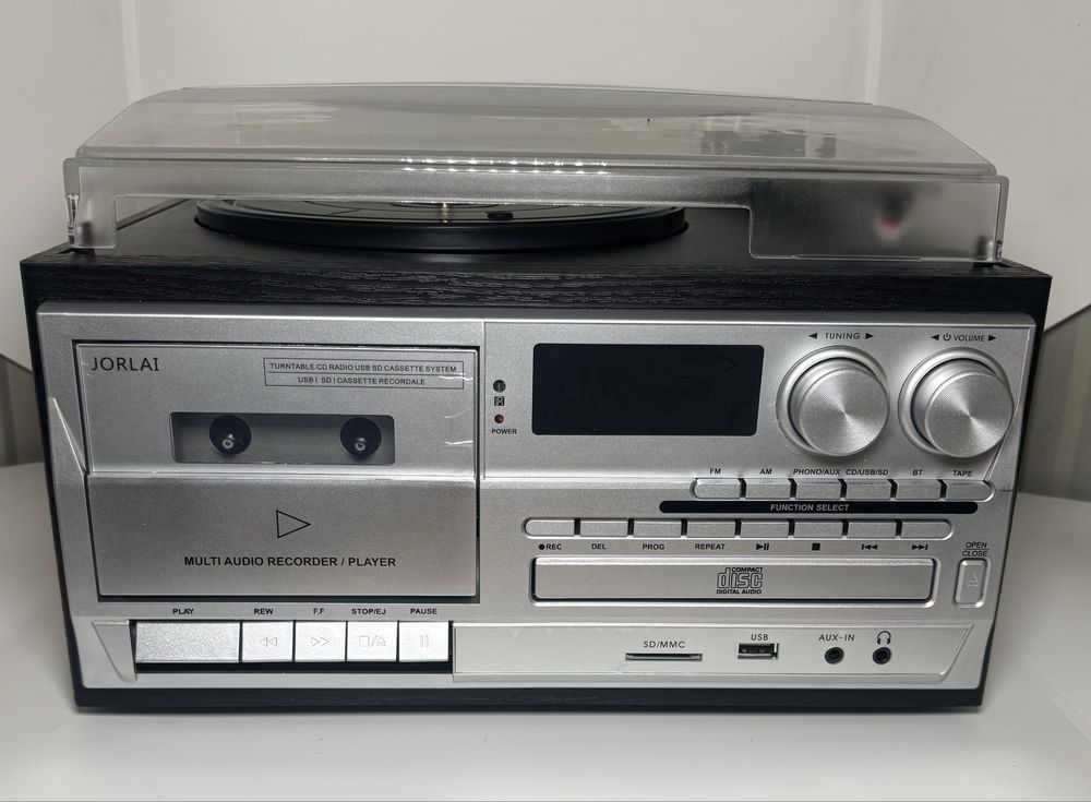 Gramofon Odtwarzacz JORLAI RETRO CD/Kaseta/Radio FM/AM Bluetooth