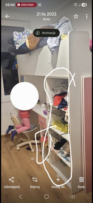 Łóżko piętrowe z szafą i biurkiem 180 80