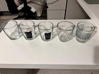 Szklane kubki zestaw 5 sztuk różne wzory