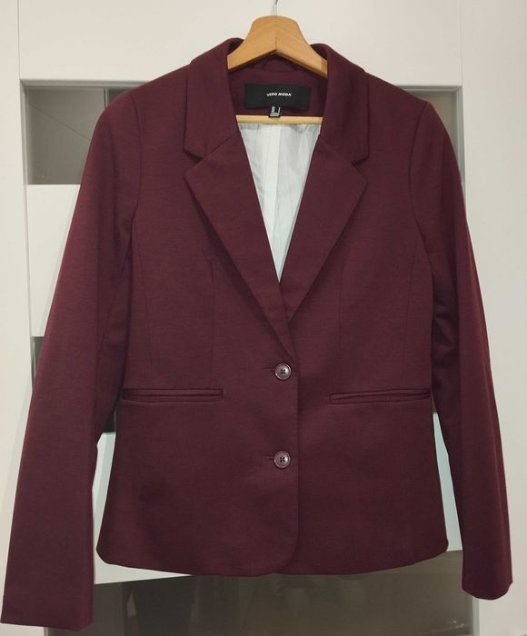 Marynarka żakiet damska rozmiar S bordowa