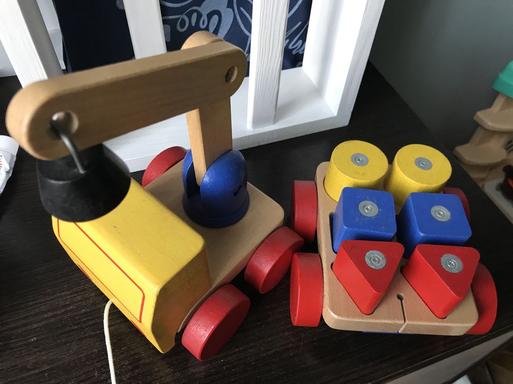 Іграшки деревяні розвиваючі магнітні кран кубікі